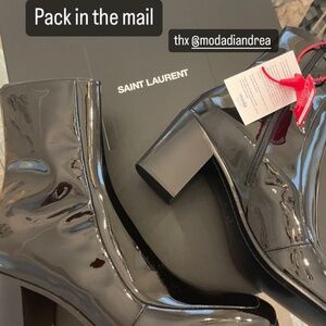 NWT Saint Laurent Beau Zipped Black Patent Leather Boots - BRAND NEW//Size Eu 44